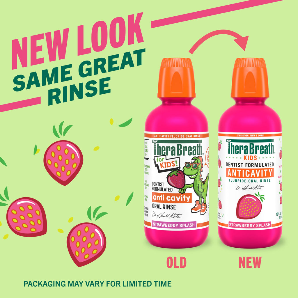 TheraBreath Kids Mouthwash, Organic Strawberry Splash, 16 fl oz, 2-Pack