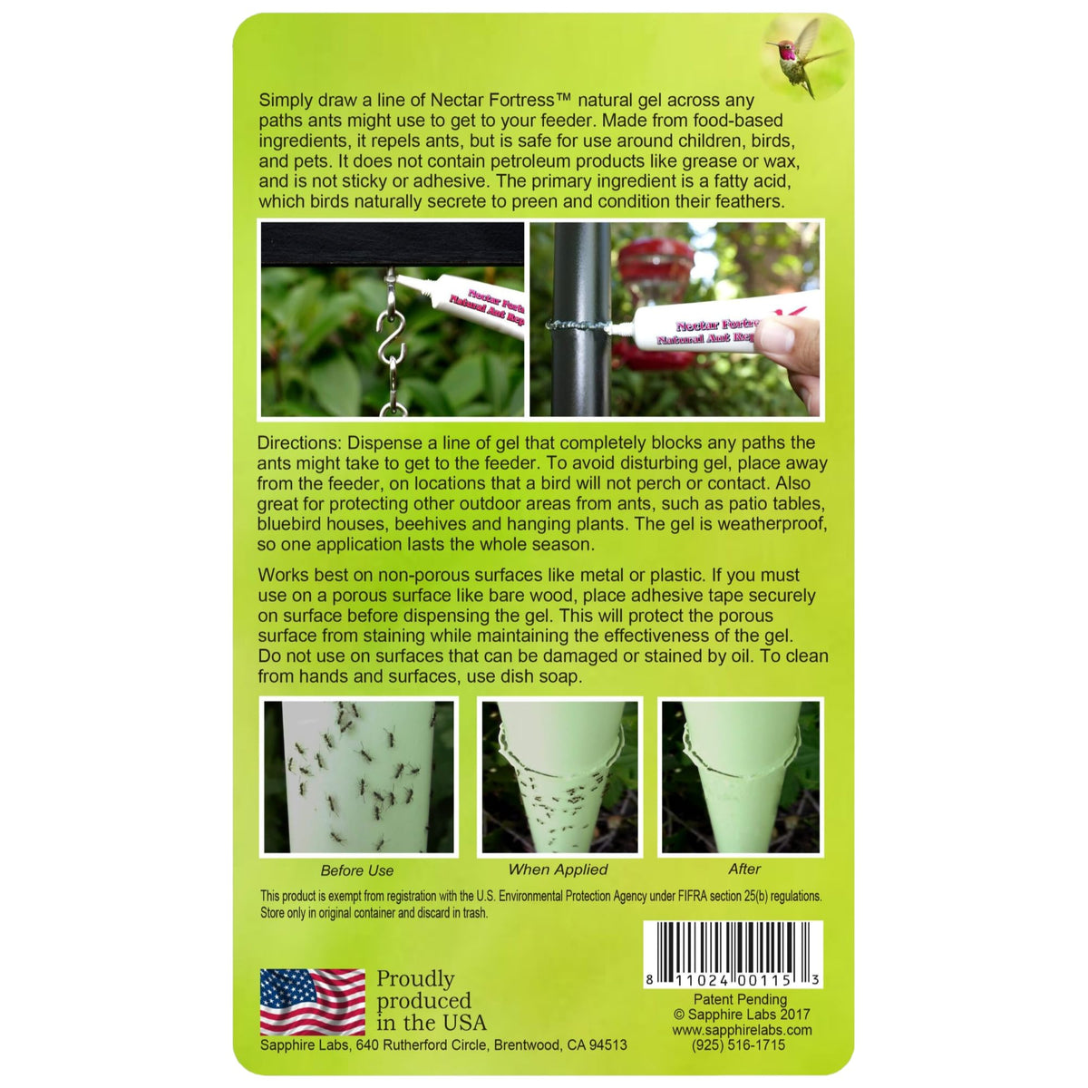 Nectar Fortress Natural Ant Repellent, Clear Gel Ant Guard, Twin Pack