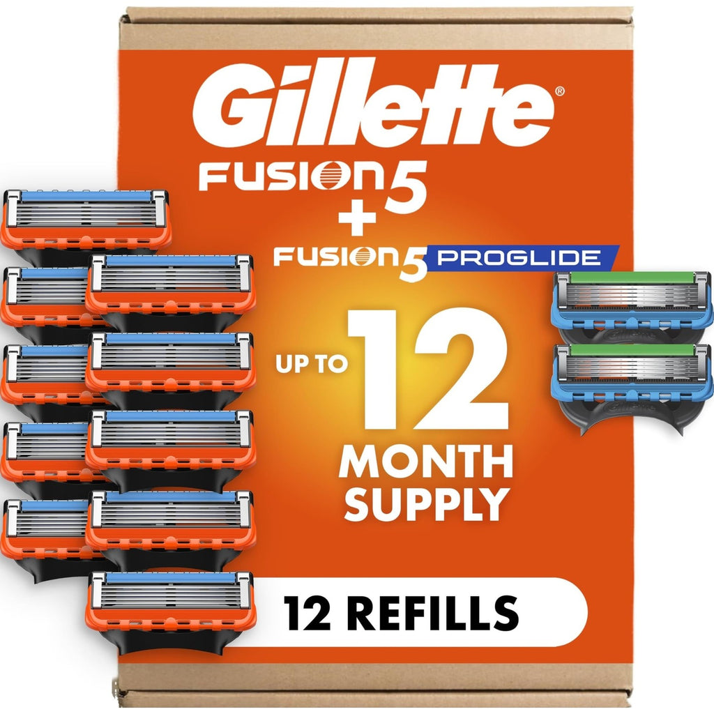 Gillette Fusion5 and ProGlide Men's Razor Blade Refills, 5-Blade Cartridges, Variety Pack, 12 Count