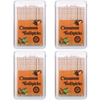 Mumufy 400 Pcs Cinnamon Toothpicks, 4 Clear Plastic Boxes