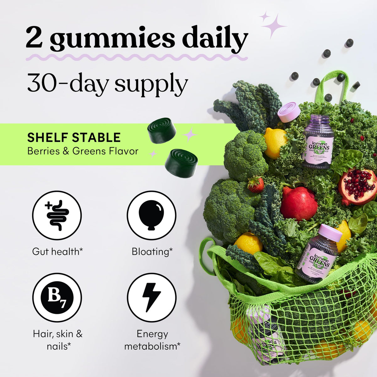 Lemme Greens Superfood Gummies, 30-Day Supply