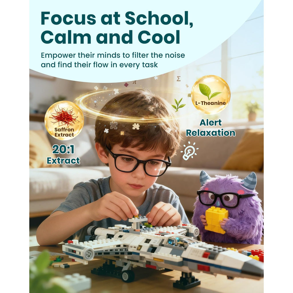Saffron Gummies Kids & Happy Calm, Magnesium Gummies for Kids, 60 Days