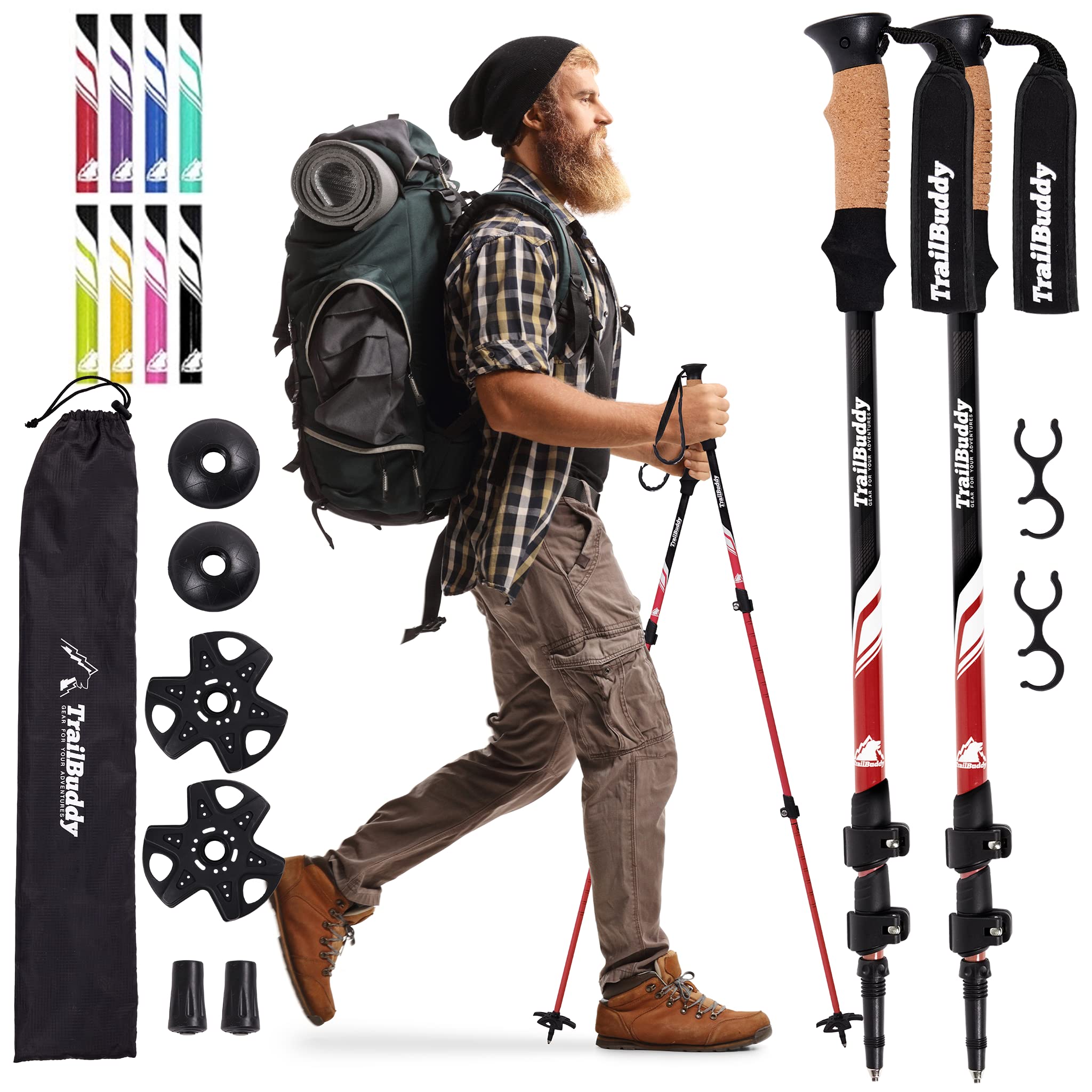 Buy now TrailBuddy Trekking Poles â€“ Lightweight 7075 Aluminum Hiking Poles for Women, Men & Seniors â€“ Collapsible or Foldable Walking Sticks for Travel, Trails & Balance at indiglob india