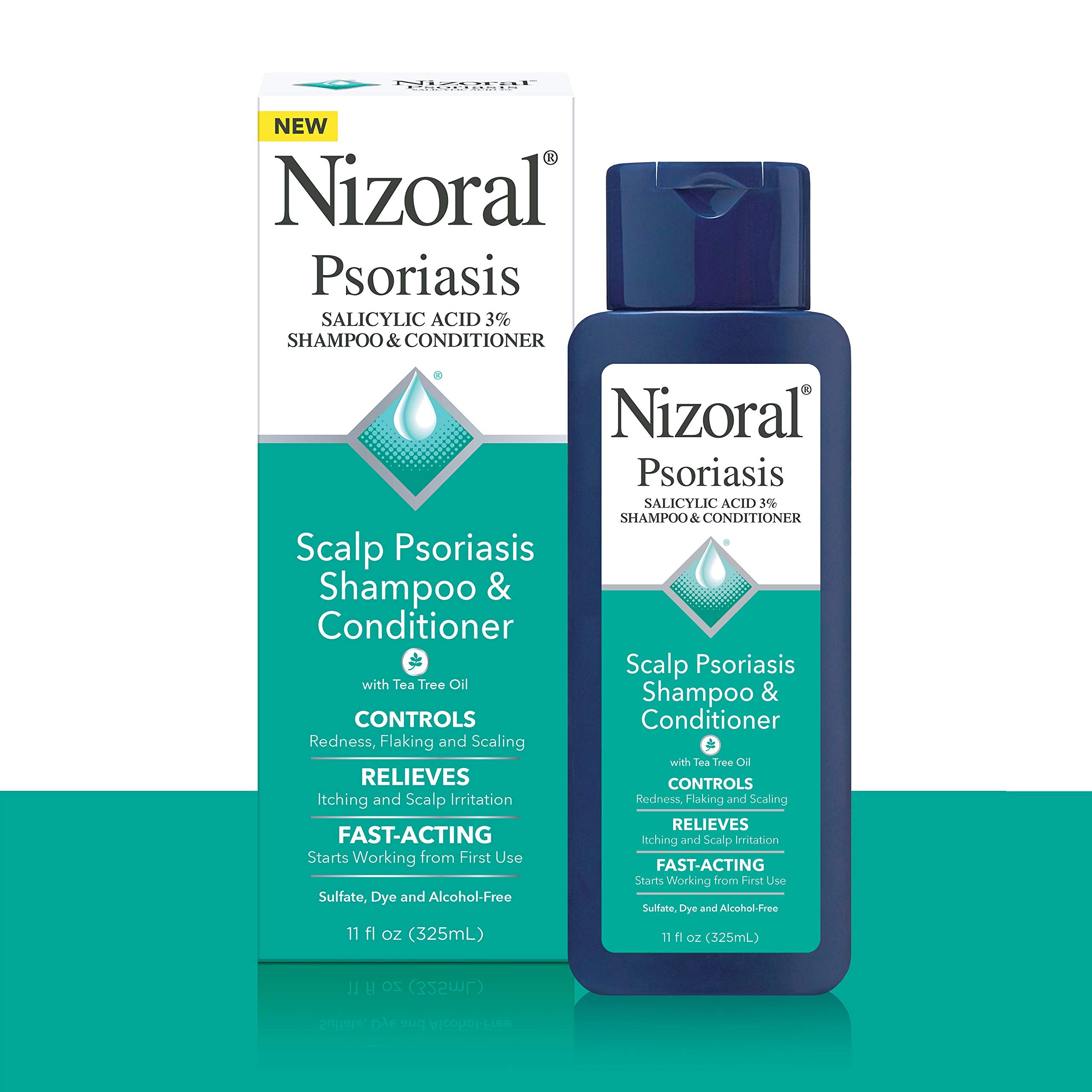 Nizoral Psoriasis Shampoo & Conditioner, 11 Oz, Gentle Scalp Treatment | Relieves Itching and Flaking, Redness and Scaling Effective Scalp Psoriasis Shampoo with Salicylic Acid and Tea Tree Oil