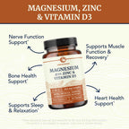 Magnesium Zinc & Vitamin D3, 260mg Complex, High Absorption, 60 Capsules