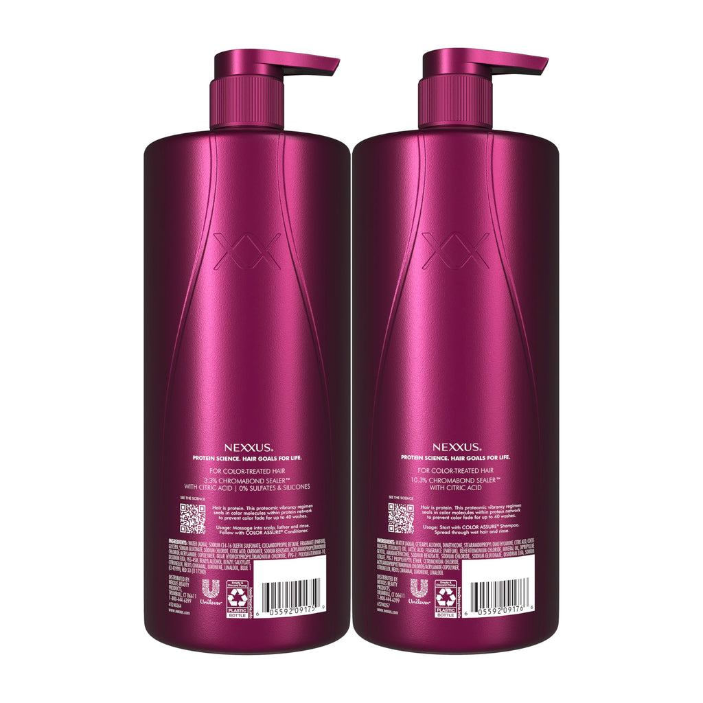 Nexxus Color Assure Color Care 2 Count for Vibrancy Shampoo, Conditioner Color Treated Hair Powered by Chromabond Sealer with Citric Acid 33.8 fl oz