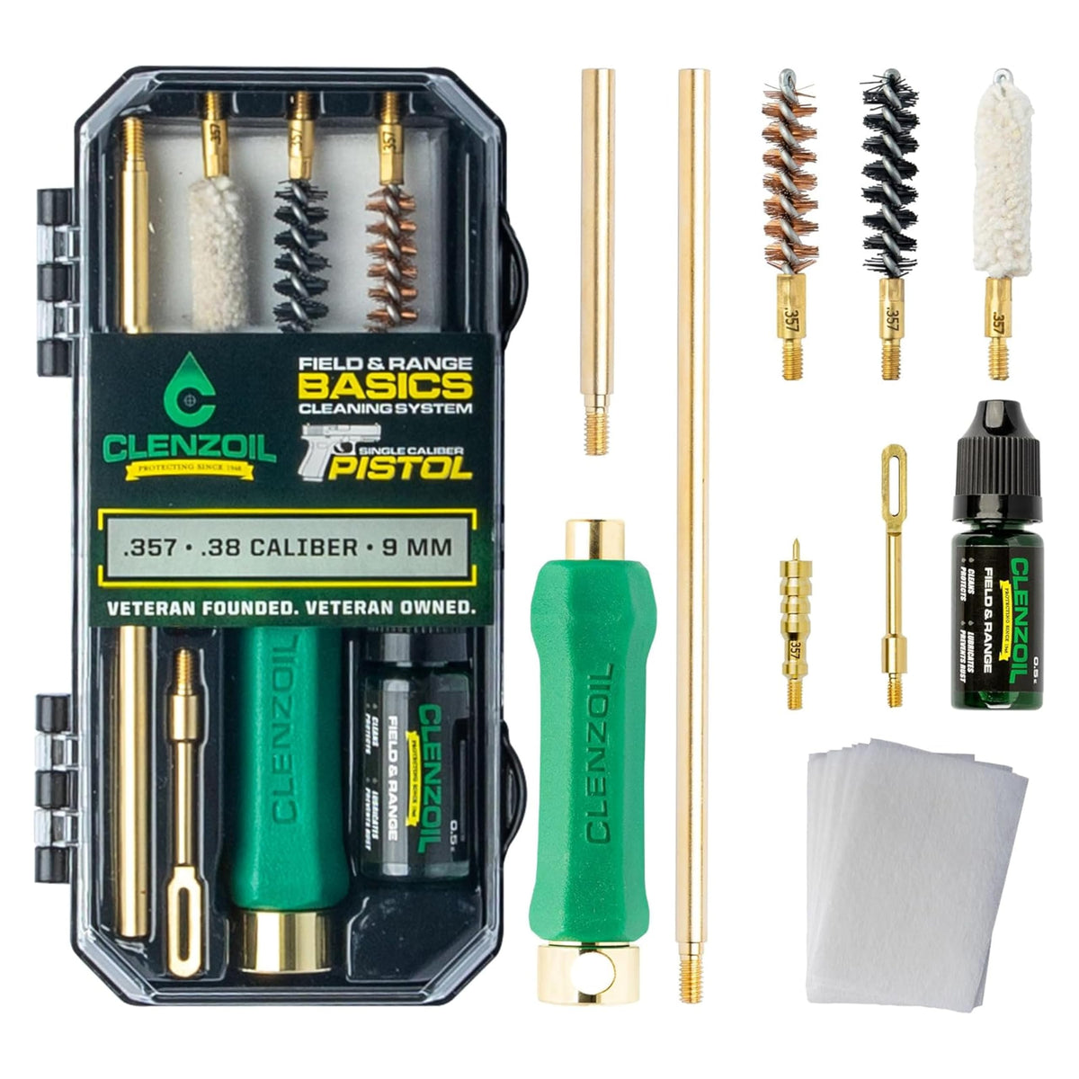 Clenzoil 9mm, .38 & .357 Pistol & Gun Cleaning Kit with Oil & Cleaner