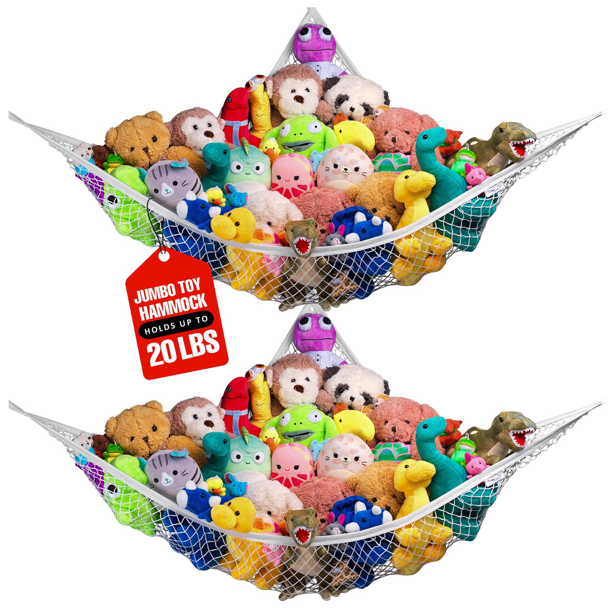 Handy Laundry Stuffed Animal Hammock Corner Net 2-Pack – Stuffed Animal Net & Mesh Toy Organizer for Kids Room – Flexible Storage for Plush Toys, Teddy Bears & Cuddly Favorites – Durable, Easy Install