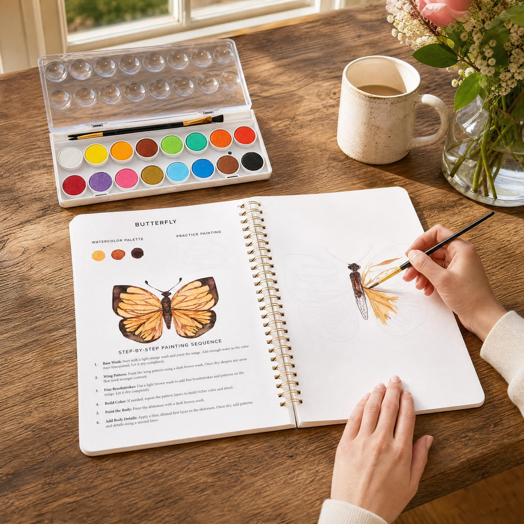 Beautiful Watercolor Paper Workbook Set for Beginners with Paint Included