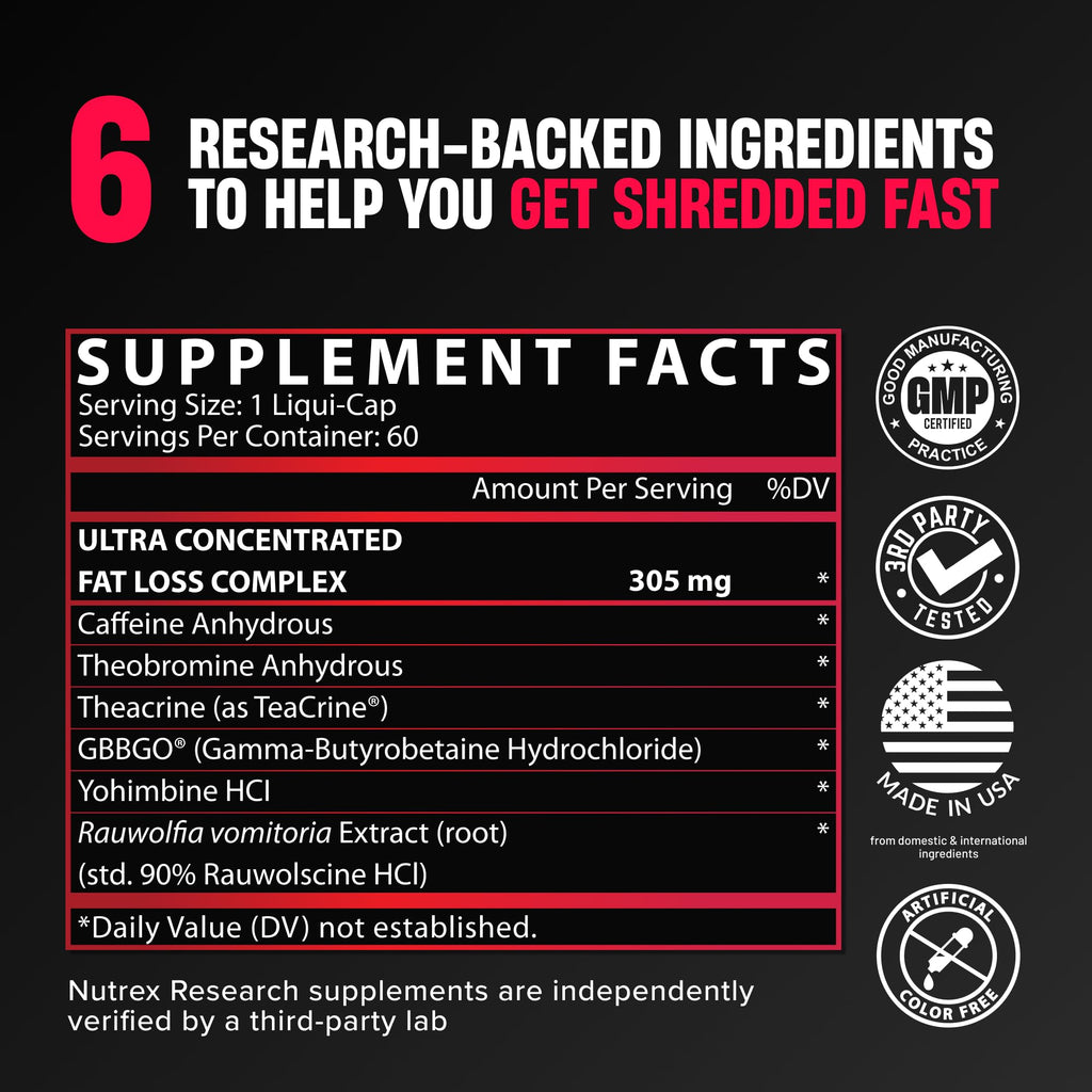 Nutrex Research Lipo-6 Black Ultra Concentrate | Thermogenic Energizing Fat Burner Supplement, Increase Weight Loss, Energy & Intense Focus |Capsule, 60Count