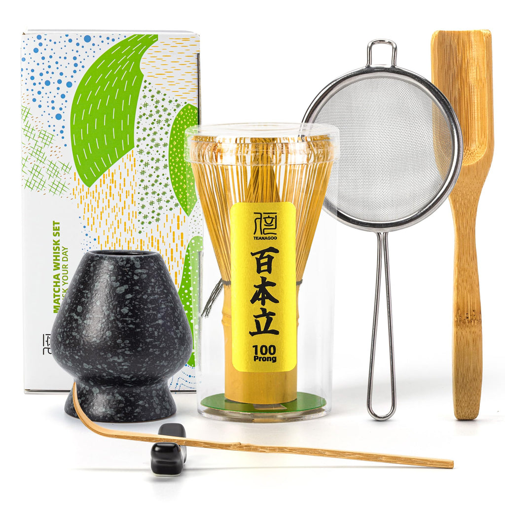 Buy now TEANAGOO MA-01 Japanese Matcha Ceremony Accessory, Matcha Whisk (Chasen), Traditional Scoop (Chashaku), Tea Spoon, Whisk Holder, The Perfect Set to Prepare a Traditional Cup of Matcha.… at indiglob india