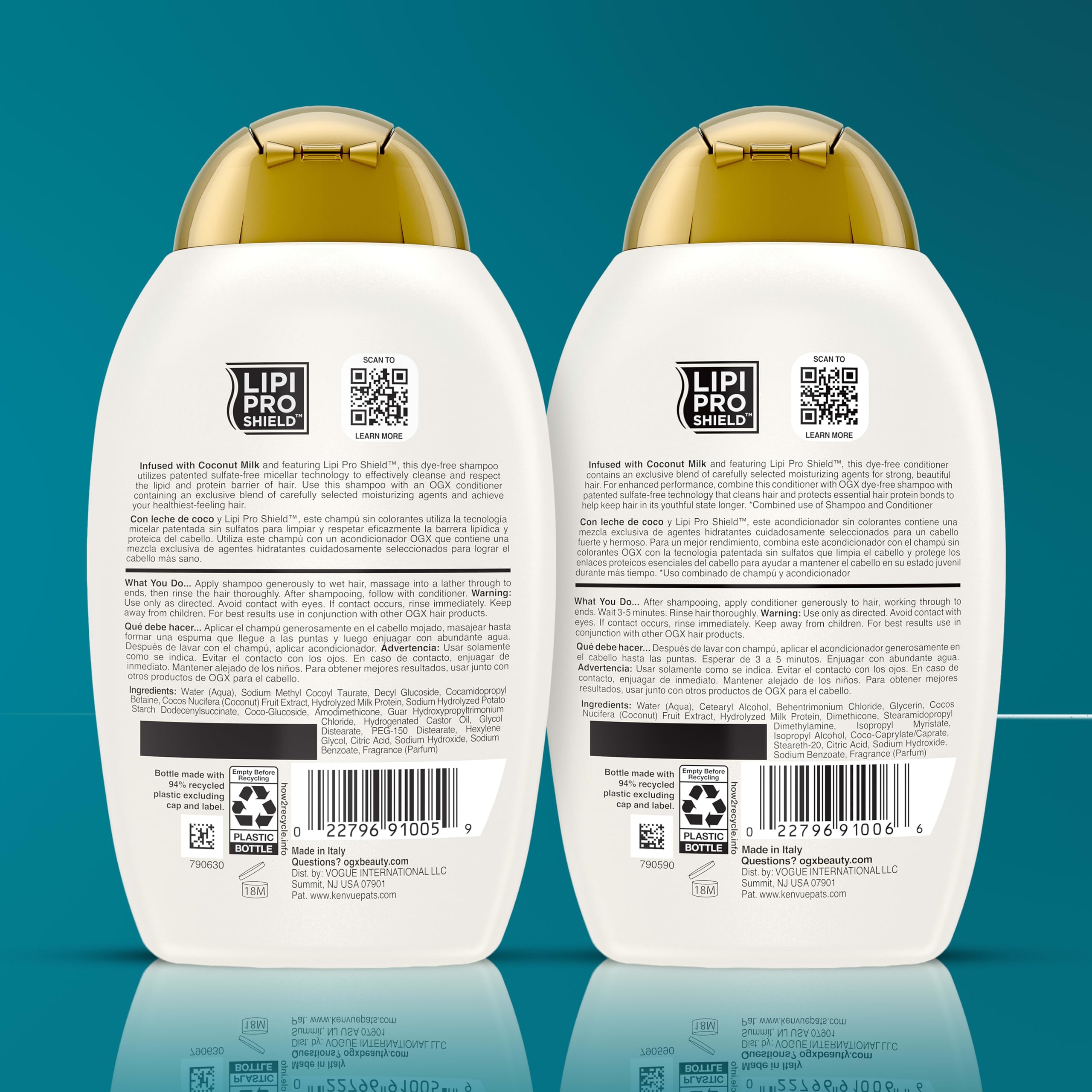 OGX Nourishing + Coconut Milk Shampoo & Conditioner Set, 2 x 13 fl. oz | Hydrates & Softens Hair, Lipi Pro Shield Technology, Creamy Coconut Milk, White Peach & Shea Butter Scent