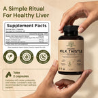 USDA Organic Milk Thistle Supplement Capsules - Liver Detox, 120 Count