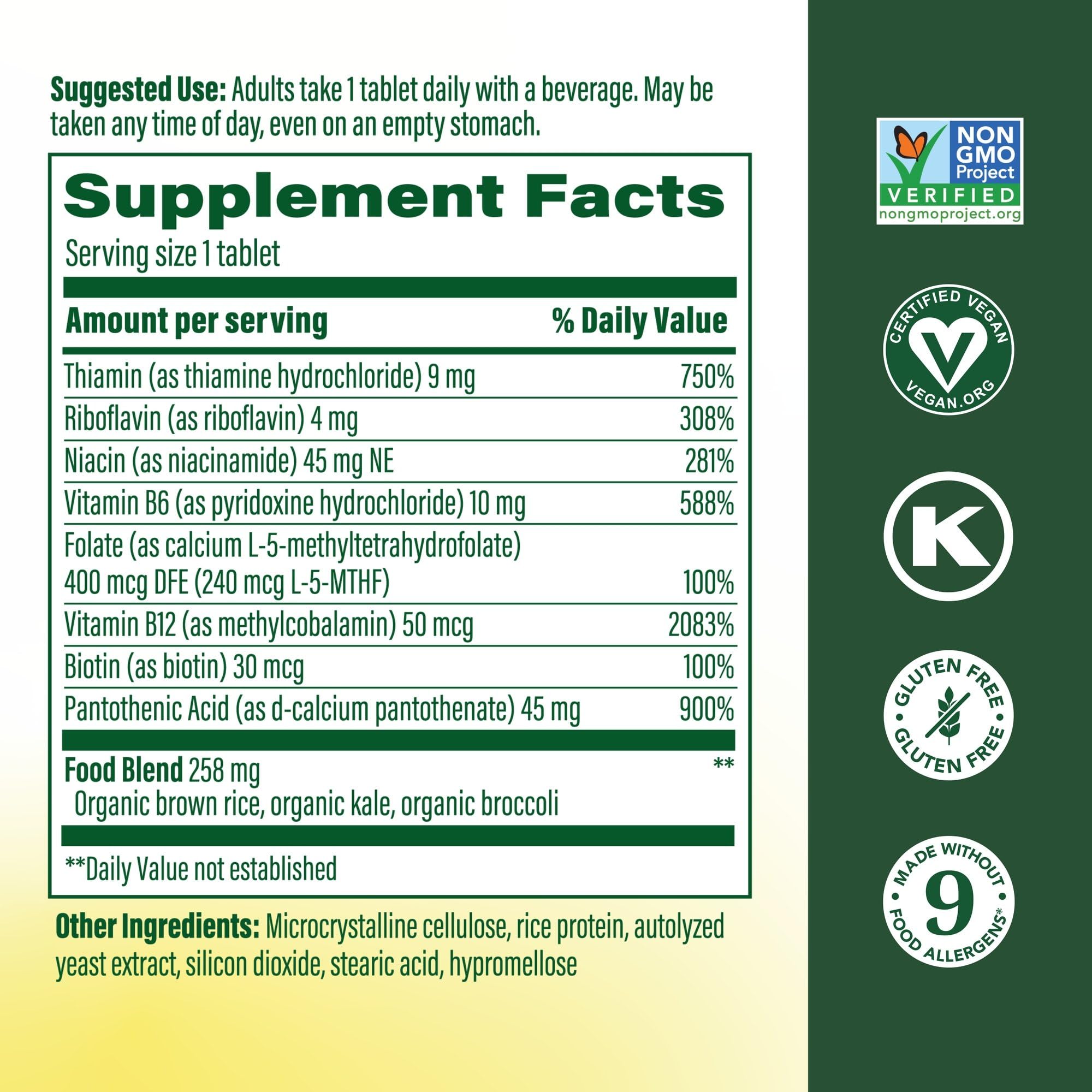 MegaFood Balanced B Complex, Cellular Energy Metabolism Support, 30 Tablets | Vitamin B Complex for Women & Men, Vitamin B6, B12, Methylfolate, Biotin, Supports Nervous System Health, Vegan, 30 Servings