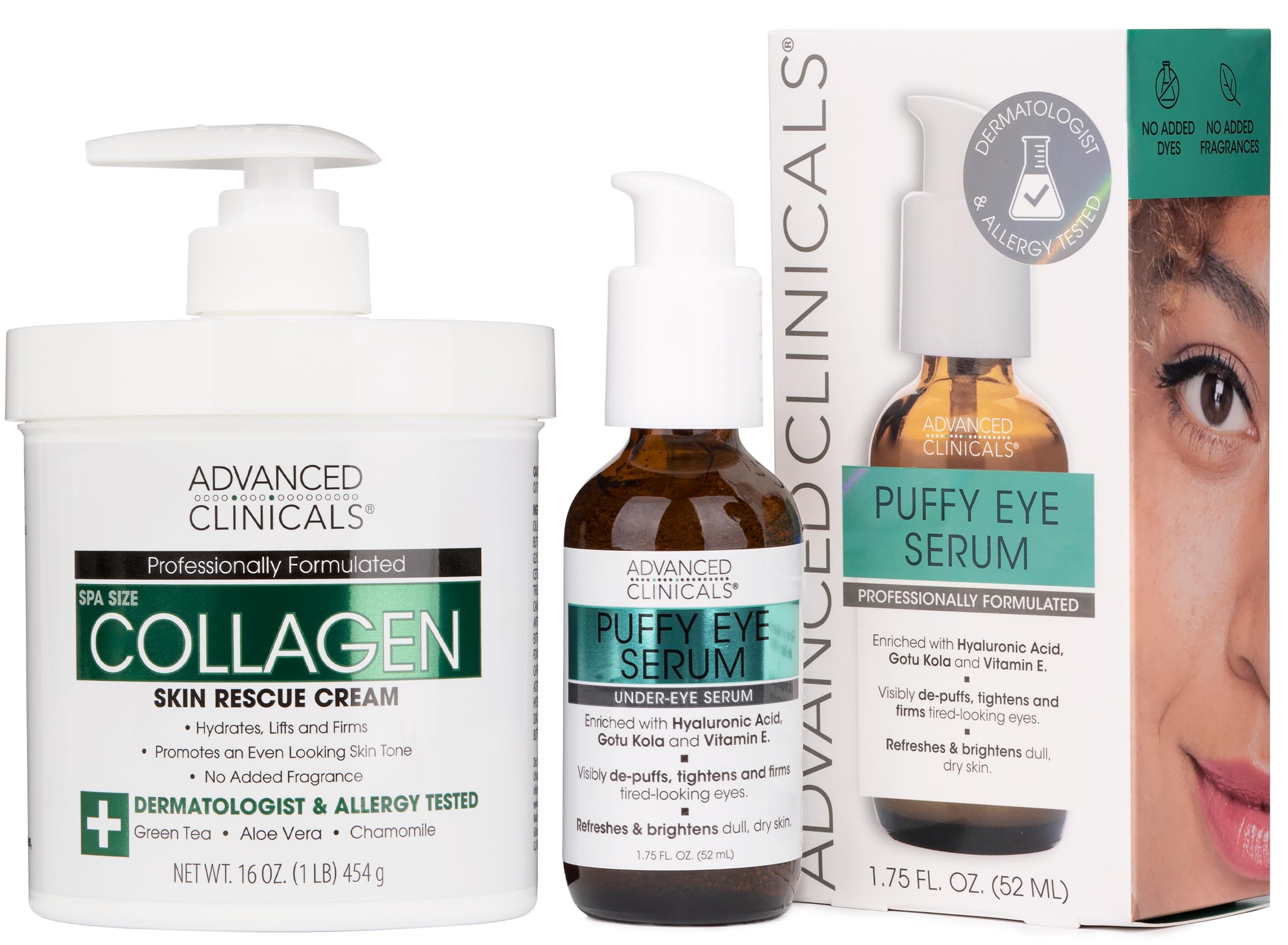 Buy now Advanced Clinicals Manuka Honey Body Cream For Women & Men | Body Butter Lotion For Extremely Dry Skin | Collagen Cream | Skincare Moisturizer Hydrating Balm Improves Look Of Aging Skin, 16 Ounce Puffy Eye Serum + Collagen Cream Bundle 2 Piece Set at indiglob india