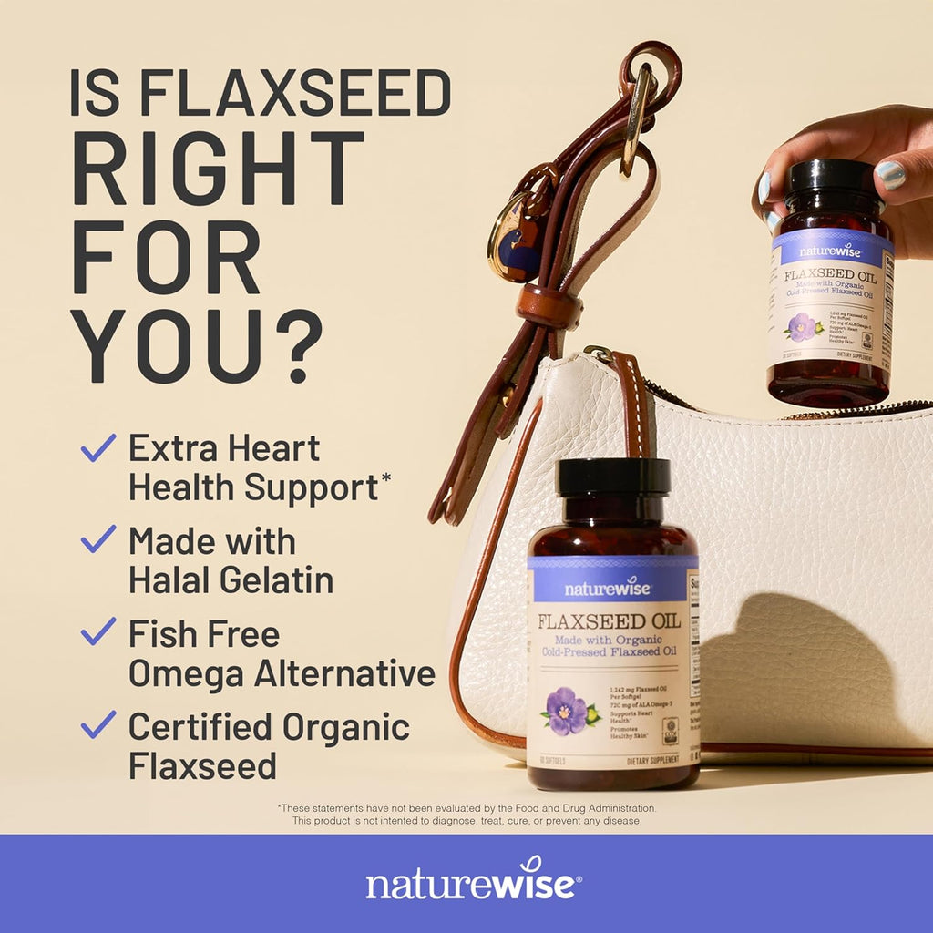 Buy now NatureWise Flaxseed Oil 1200 mg, Fish Free Omega 3 6 9 with 720mg ALA, Dietary Supplement for Heart Health Support - Organic, Cold Pressed, Non-GMO - 120 Softgels[4-Month Supply] at indiglob india