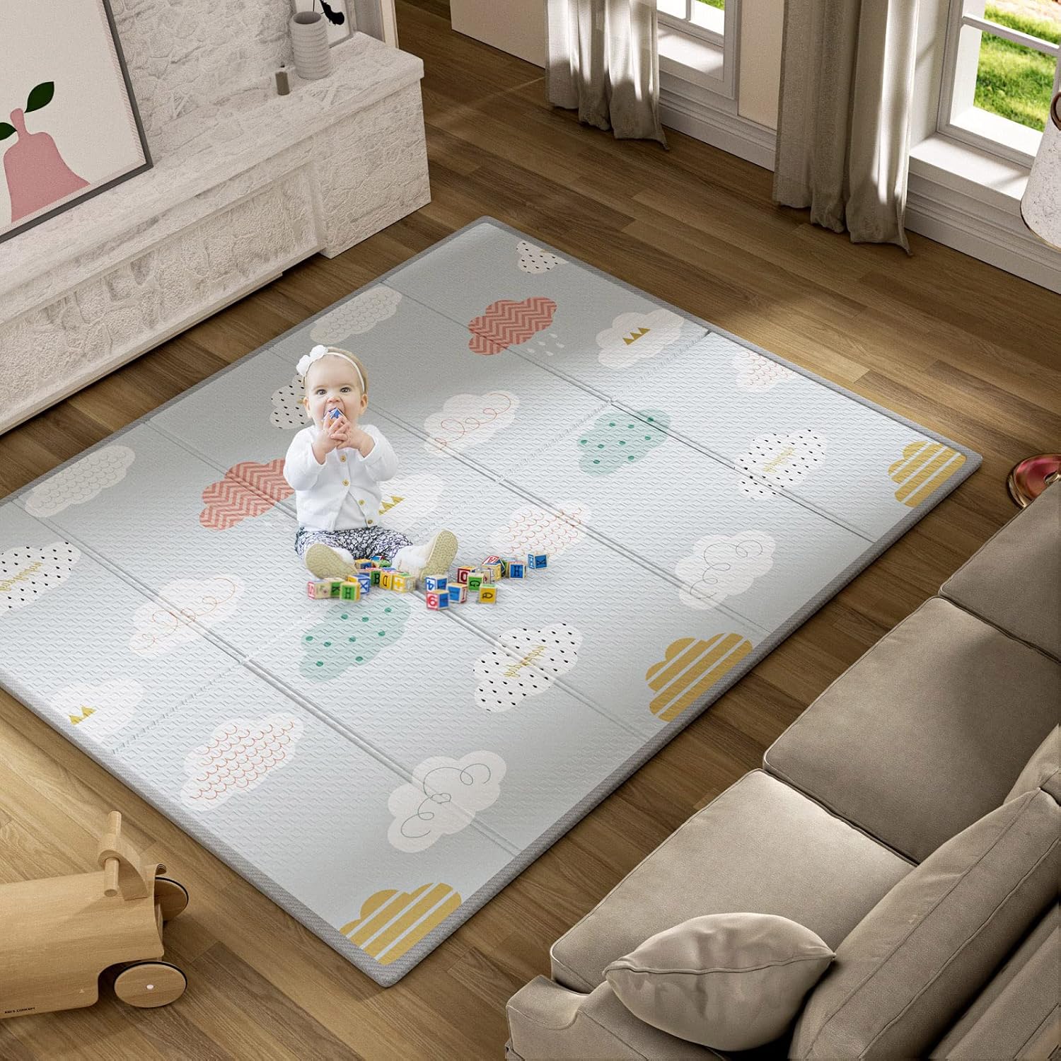 Buy now UANLAUO Foldable Baby Play Mat, Extra Large Waterproof Activity Playmats for Babies,Toddlers, Infants, Play & Tummy Time, Foam Baby Mat for Floor with Travel Bag (Cloud(71x59x0.4inch)) 71x59x0.4 Inch Cloud at indiglob india