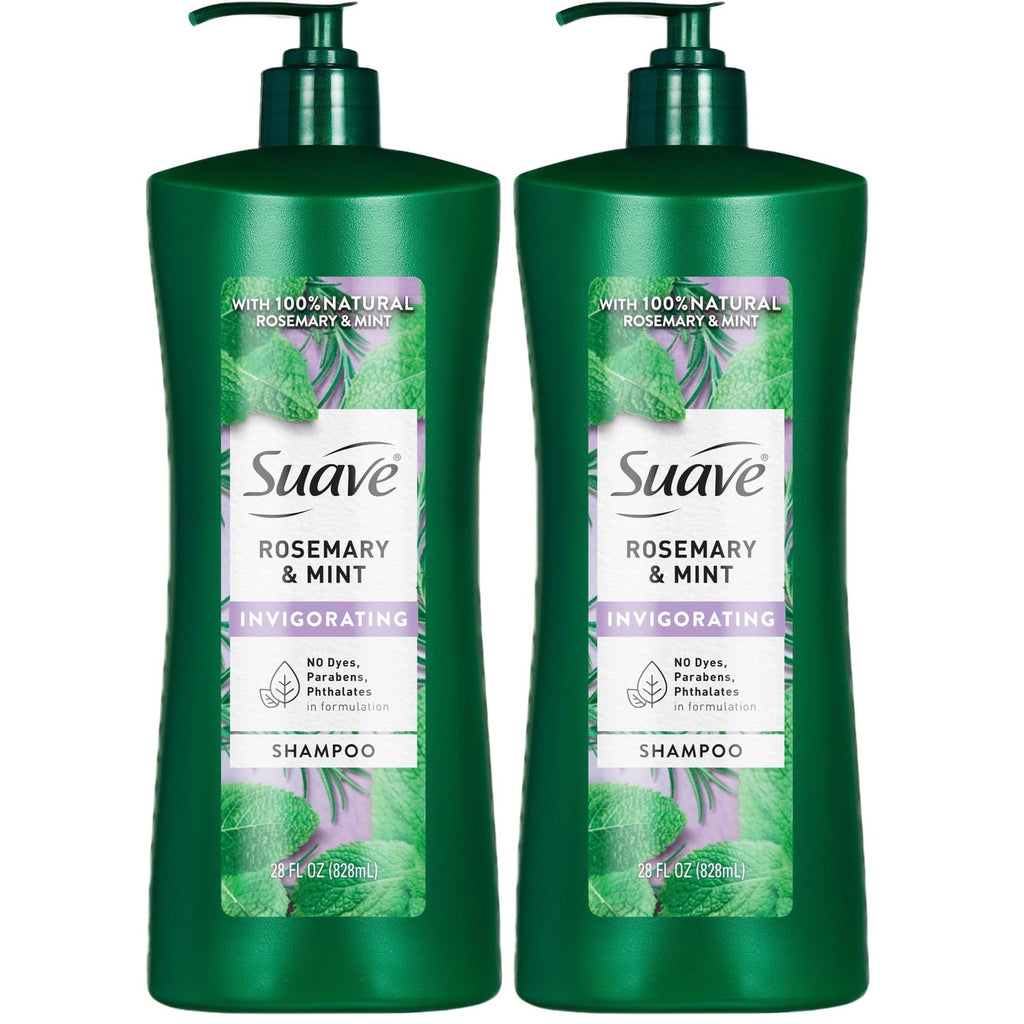 Suave Invigorating Shampoo with Rosemary & Mint, Refreshing & Replenishing Care for Healthy-Looking Hair, No Parabens, Phthalates, or Dyes, 28 FL OZ Bottle