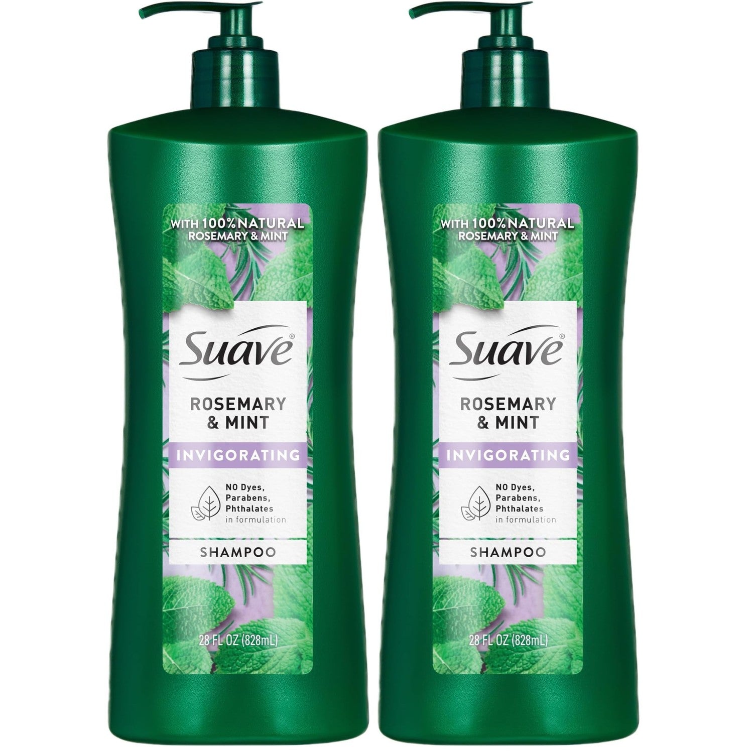 Suave Invigorating Shampoo with Rosemary & Mint, Refreshing & Replenishing Care for Healthy-Looking Hair, No Parabens, Phthalates, or Dyes, 28 FL OZ Bottle