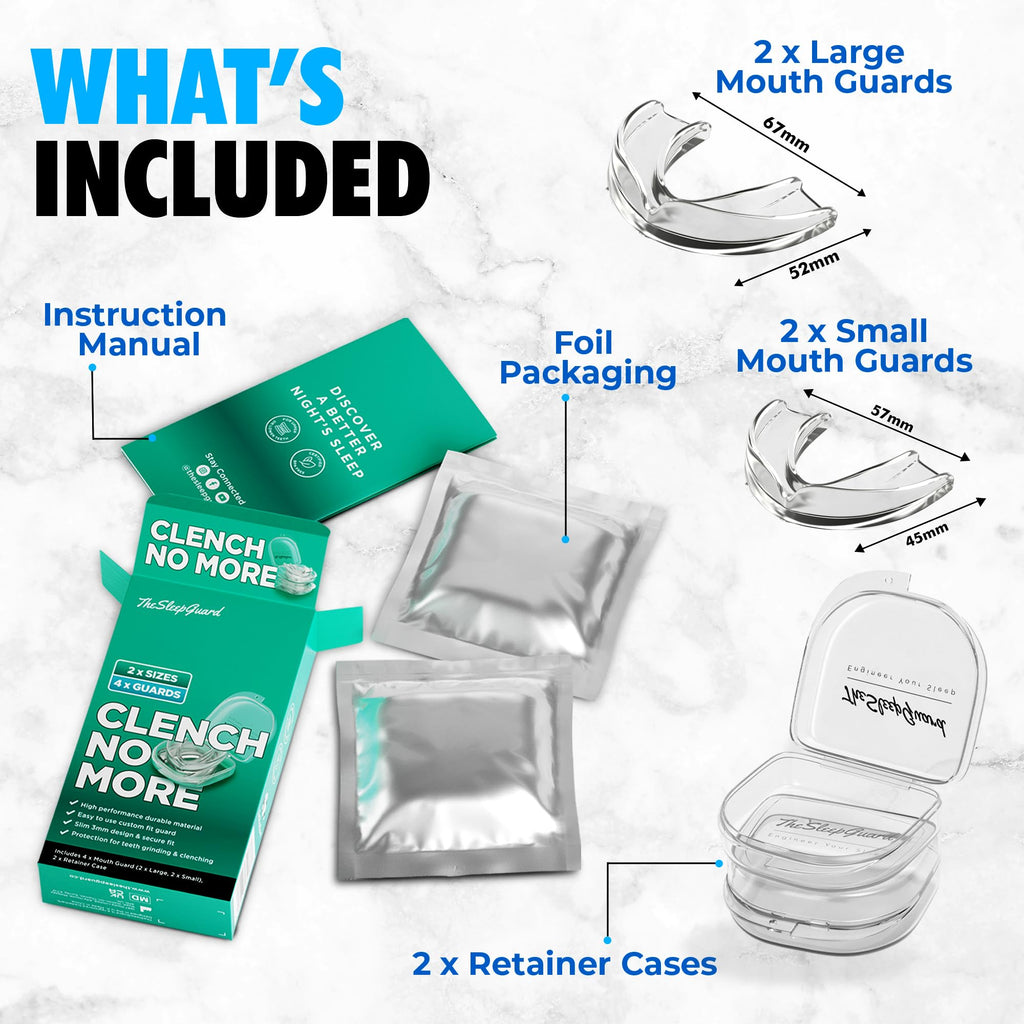 TheSleepGuard Mouth Guard for Clenching Teeth at Night [Pack of 4, Small & Large Sizes] – Custom Night Guards for Teeth Grinding – Nighttime Protection During Sleep for Men and Women
