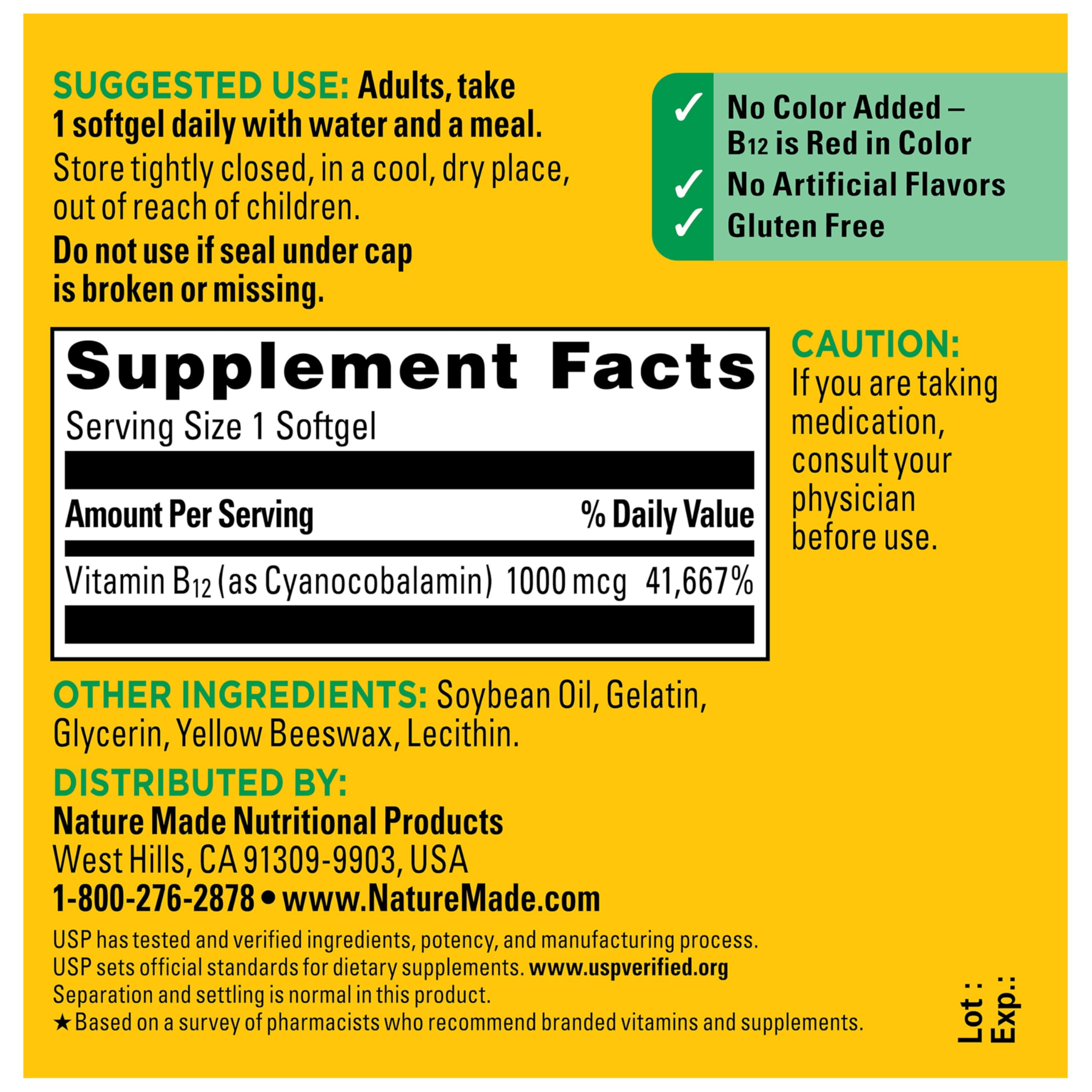 Nature Made Vitamin B12 1000 mcg, Energy Metabolism Support, 150 Softgels | B12 Vitamins 1000 mcg, Energy Metabolism Support Supplement for Women and Men, Gluten Free, 150 Day Supply