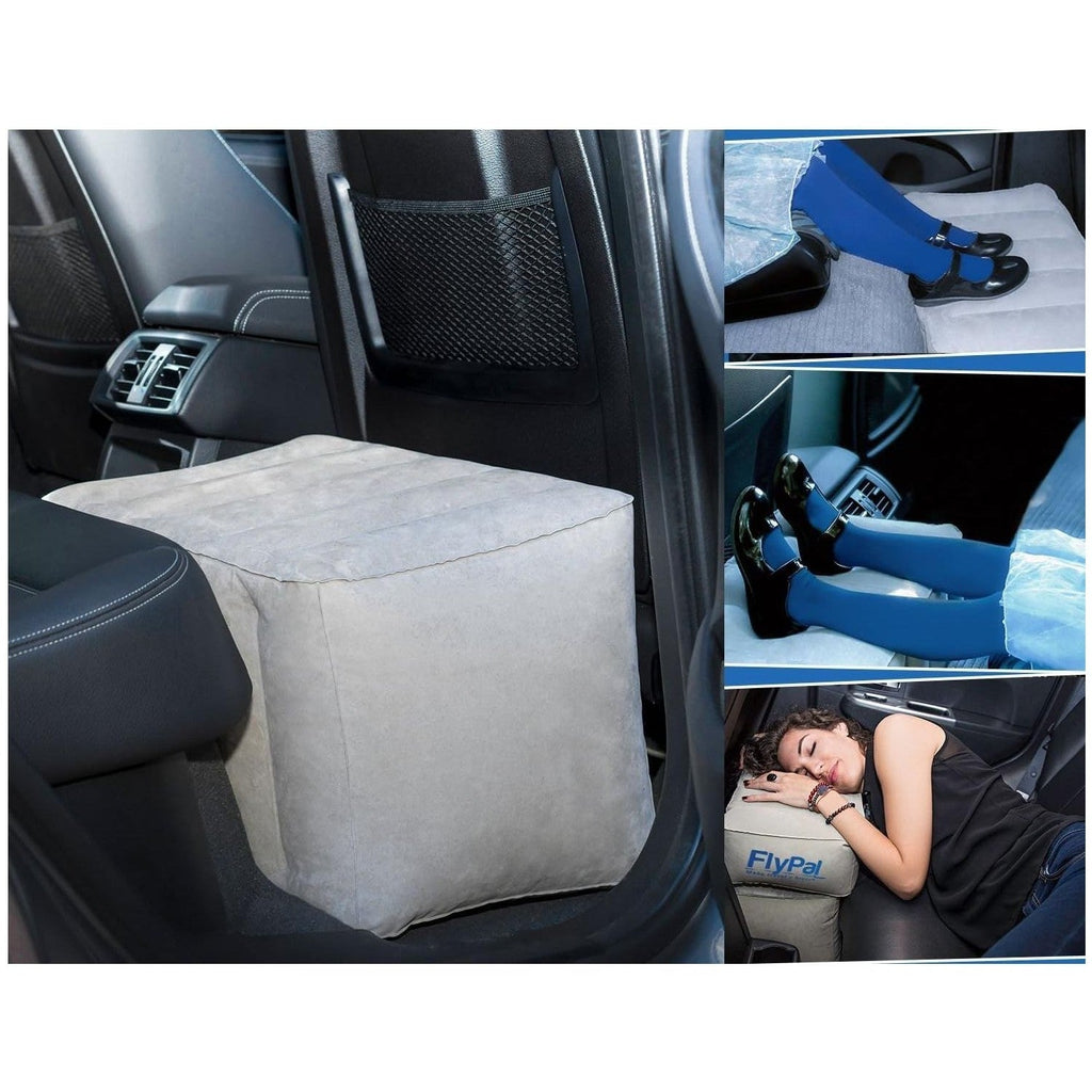 Buy now Flypal Inflatable Foot Rest Pillow for Travel, Patented 2 in 1 Design, Blow-Up Footrest Cushion for Home, Office. Airplane Travel Essential and Kids Airplane Bed at indiglob india