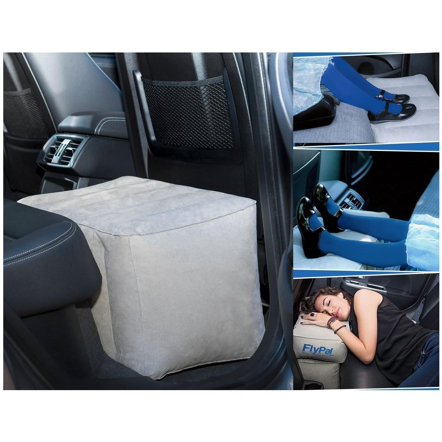 Buy now Flypal Inflatable Foot Rest Pillow for Travel, Patented 2 in 1 Design, Blow-Up Footrest Cushion for Home, Office. Airplane Travel Essential and Kids Airplane Bed at indiglob india