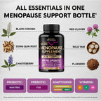 Menopause Supplements for Women - Black Cohosh, Pre & Probiotics - 60 Caps | Sweats & Hot Flashes Relief - Digestion, Sleep & Mood Support - 25in1 Complex - Dong Quai, Red Clover & Vitamins - Lab Tested