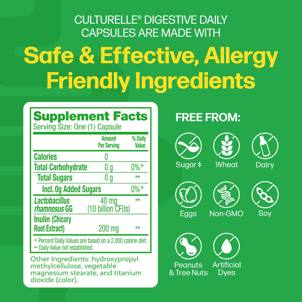 Culturelle Digestive Daily Probiotic for Men & Women, 10B CFUs, 30 Count | Gut Health Support for Men & Women, Survives Stomach Acid, Supports Occasional Gas & Bloating*