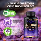 Saffron Supplements - Saffron Extract 88.5mg - Mood & Vision - 180 Capsules | Pure Saffron - Energy Support & Eye Health for Women & Men - Lab Tested - NonGMO Vegan Pills - 180-Day Supply