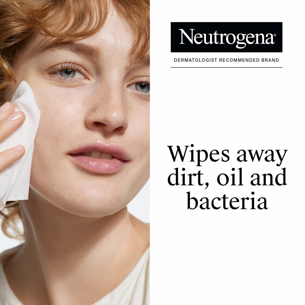 Neutrogena Makeup Remover Towelettes, Pink Grapefruit, 2 x 25 ct | Disposable Acne Face Towelettes to Remove Dirt, Oil, and Makeup for Acne Prone Skin
