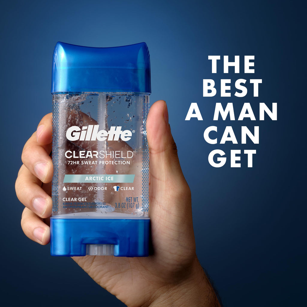 Gillette Antiperspirant and Deodorant for Men, 72hr Sweat & Odor Protection, Long Lasting Freshness, Anti-White Mark Technology, Clear Gel, Arctic Ice Scent, 3.8 oz (Pack of 2)