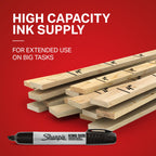 Sharpie King Size Permanent Markers, Large Chisel Tip, Black, 4 Count - Office Supplies, Quick Drying, Great for Poster Boards
