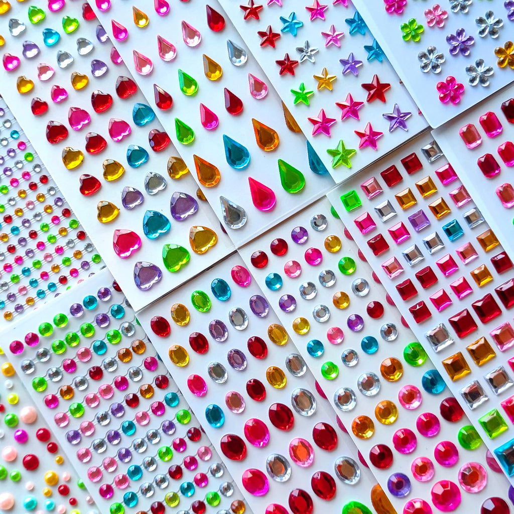 3165pcs Gem Stickers Crystal Crafts - self-Adhesive Stickers, Sticker Earrings, Children's Craft Supplies, Stickers in Various Shapes and Sizes.