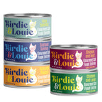 Birdie & Louie Wet Cat Food Variety Pack 30 Count, with 5 Different Proteins | Tuna, Shrimp, Chicken, Beef, Lamb | Flakes in Broth, and Pate | 6 Cans, 5 Different Flavors | 30 Cans