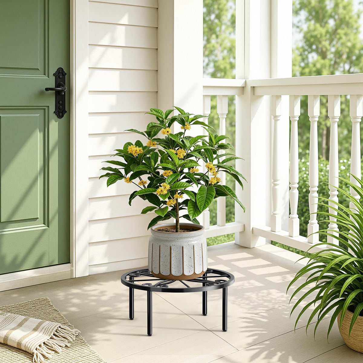 bussdis 10.24IN Short Plant Stand-Heavy Duty Flower Pot Stand, Potted Plant Holder, Anti-rust Metal Plant Pot Shelf for Room Indoor and Outdoor Courtyard, Gardens.