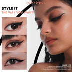 JUDYDOLL Intense Black Liquid Eyeliner - Black Liquid Liner, Waterproof, Smudge-proof, Long lasting, Easy Glide & Ultra-fine Brush Tip, Skip-free Lining, Ideal for Cat Eyes & Wings, Beginner Friendly