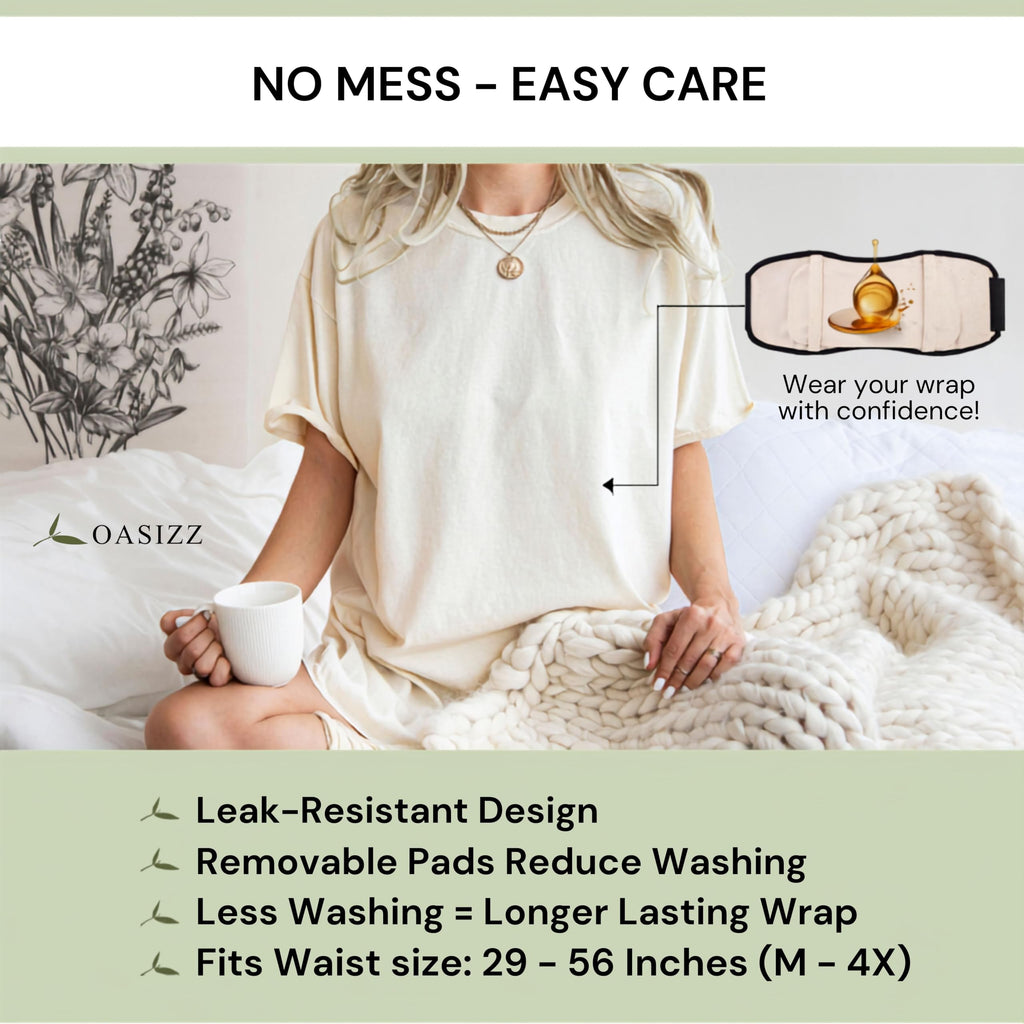 Premium Reusable Castor Oil Pack Wrap for Stomach (5-Piece, M-4X, Black) - Pure 100% Double-Brushed Cotton Flannel Interior Layers, Dark Fabric Hides Stains, Leak-Resistant Adjustable Design