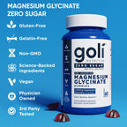 Goli Zero Sugar Magnesium Gummies - 125mg Magnesium (from Magnesium Glycinate) with Vitamin D 60 Count Each (3 Pack, 180 Total) - No Artificial Sweeteners, No Sugar Alcohols - Vegan, Gluten-Free
