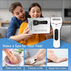 Callus Remover for Feet, Electric Foot Callus Remover Waterproof with 3 Rollers 2 Speed Battery Display,17 in1 Rechargeable Foot File Pedicure Kits for Dead Hard Cracked Dry Skin（White