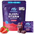 MoonBrew Strawberry Sleep + Vitamin Gummies - 8 Essential Vitamins & Minerals, Natural Magnesium Calming Aid, Melatonin-Free, 25-Pack (100 Gummies)