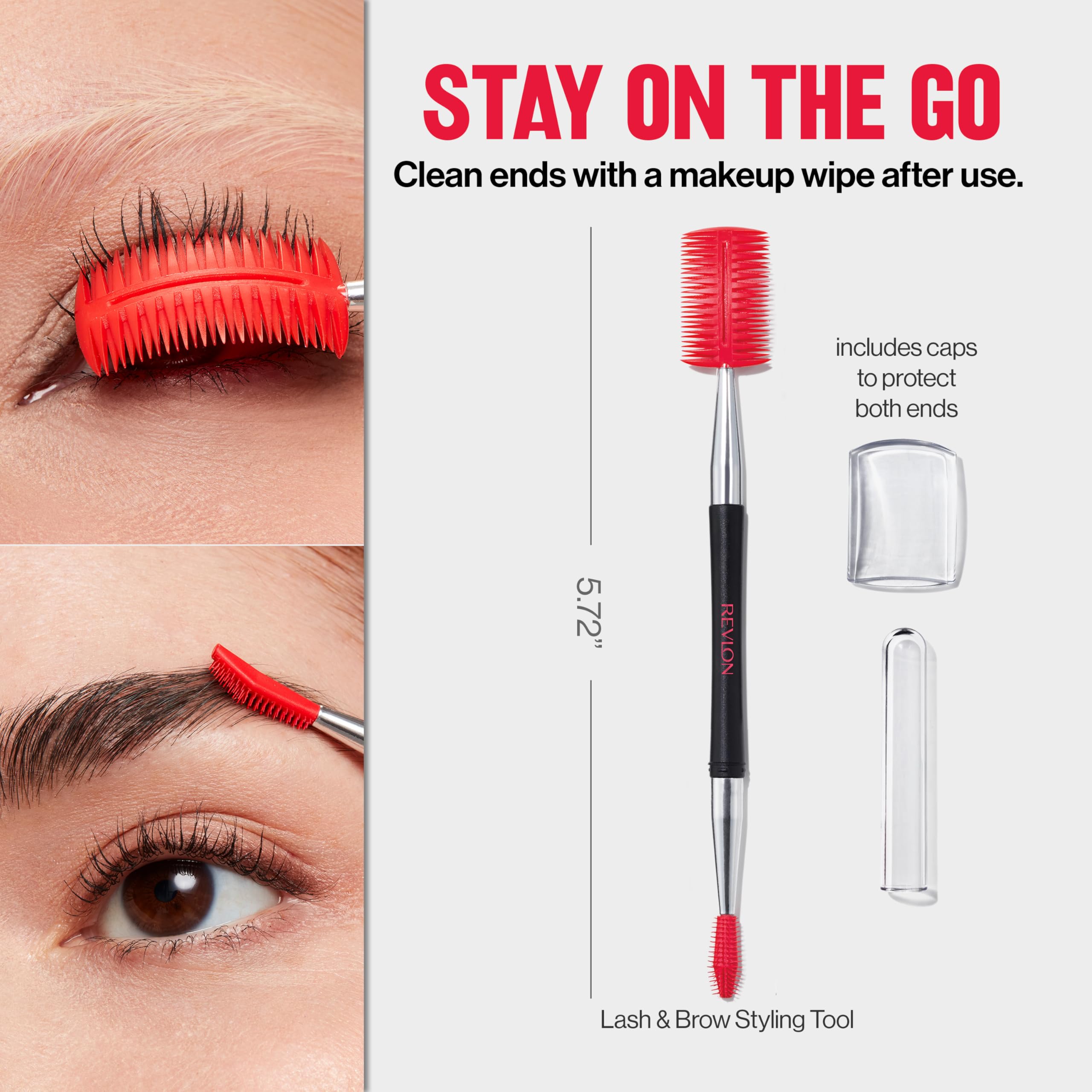 Buy now Revlon Lash & Brow Styling Tool, Dual Ended Eyelash Separator & Eyebrow Brush Spoolie, Works with Mascara & Brow Makeup, 1 count at indiglob india