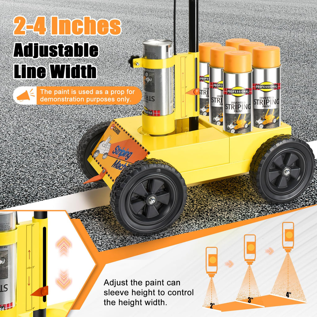 CAROD Striping Line Marking Machine, Parking Lot Striping Machine, Compatible with Professional Inverted Striping Spray Paint, Line Striper Machine for Fast and Accurate Marking, Yellow