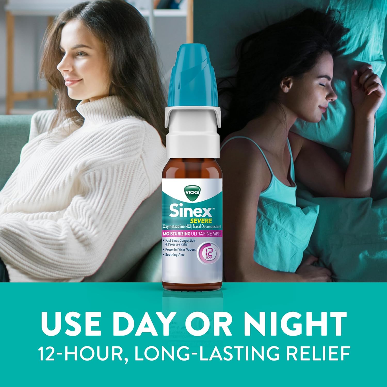 Buy now Vicks Sinex Severe Nasal Spray, Moisturizing Ultra Fine Mist with Aloe, Decongestant Medicine, Relief from Stuffy Nose Due to Cold or Allergy, Nasal Congestion & Sinus Pressure Relief, 265 Sprays x 2 at indiglob india
