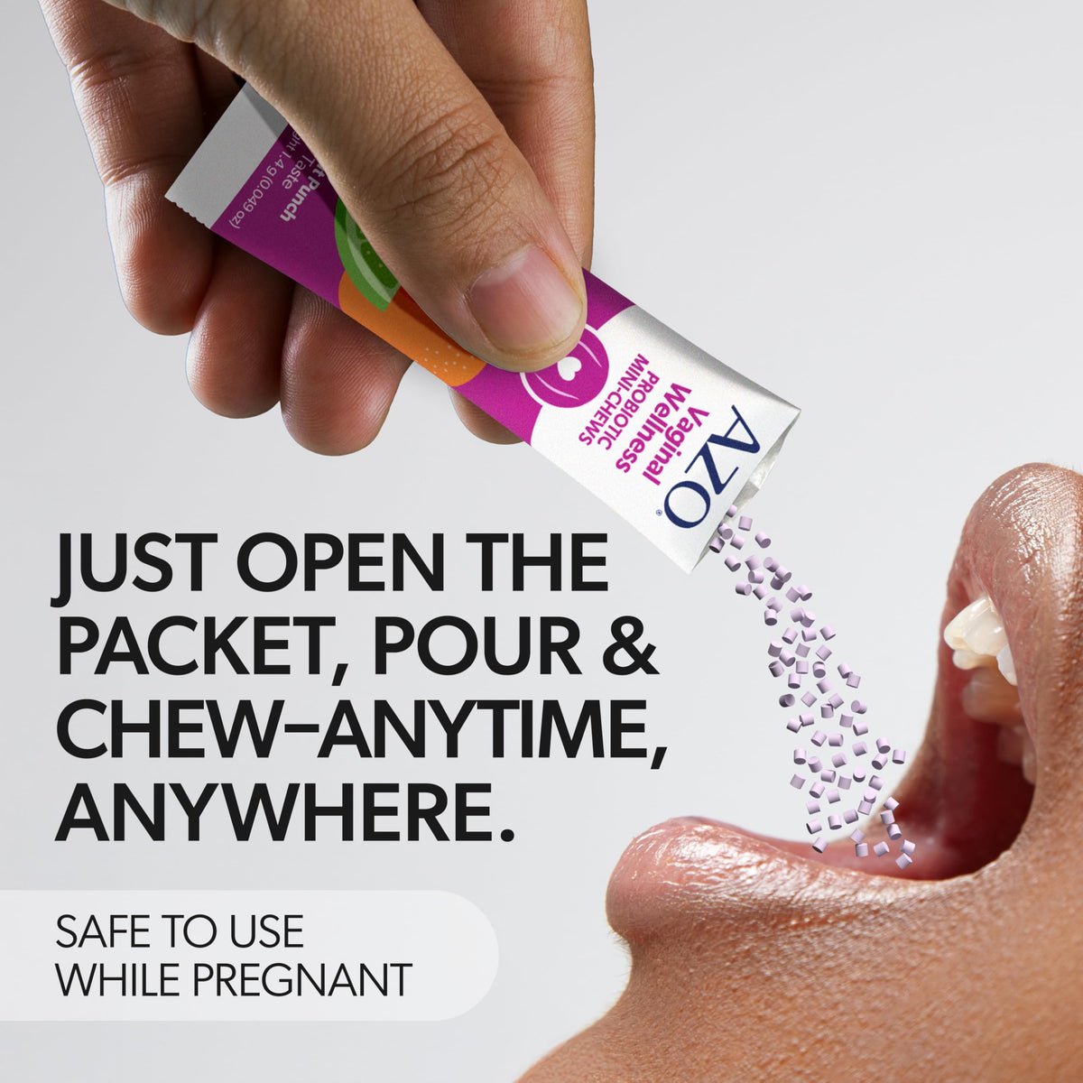 AZO Vaginal Probiotic Mini-Chews for Women, Fruit Punch Flavor, 14 Count