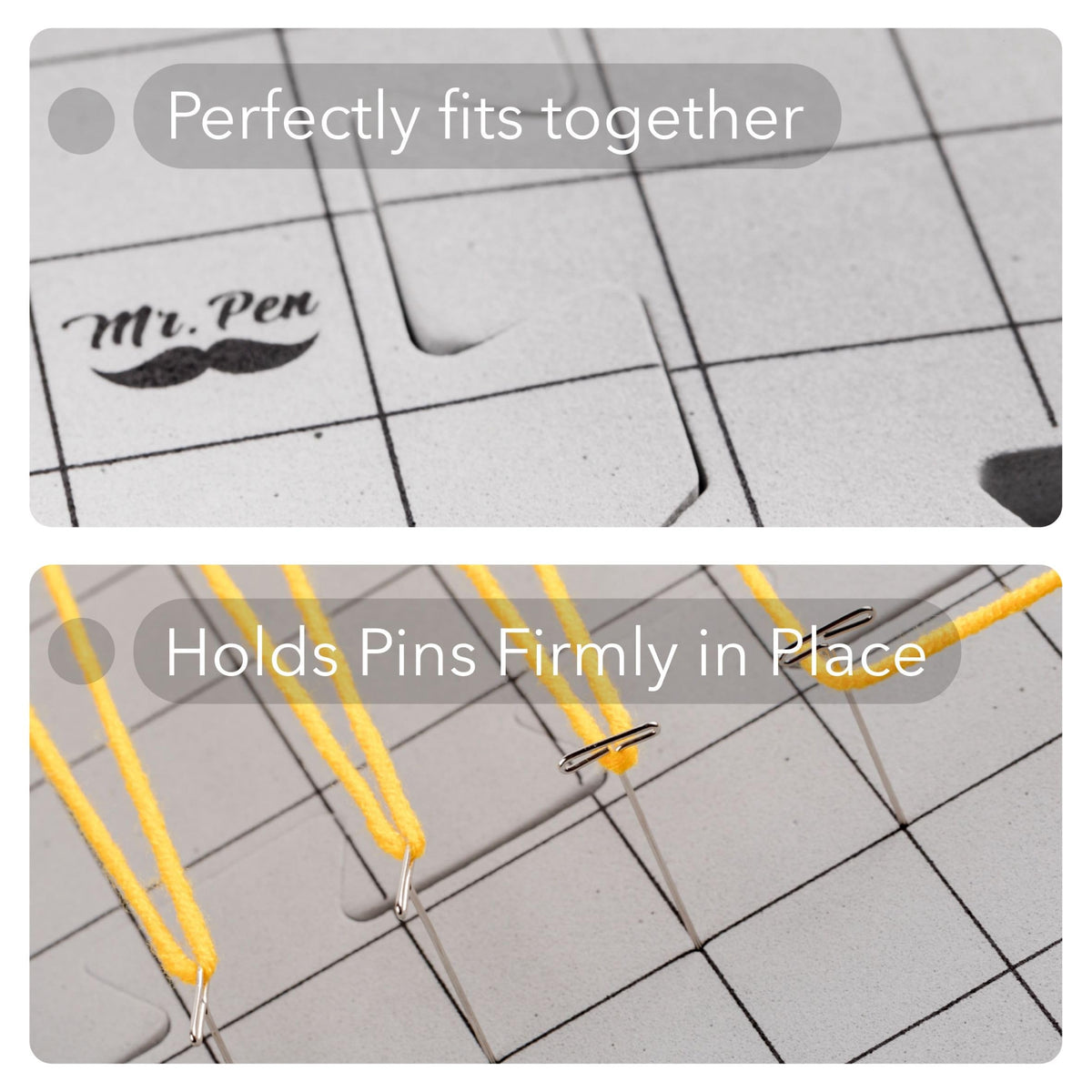Mr. Pen- Interlocking Blocking Mats, 12” x 12”, 4 Pack with 50 T-Pins