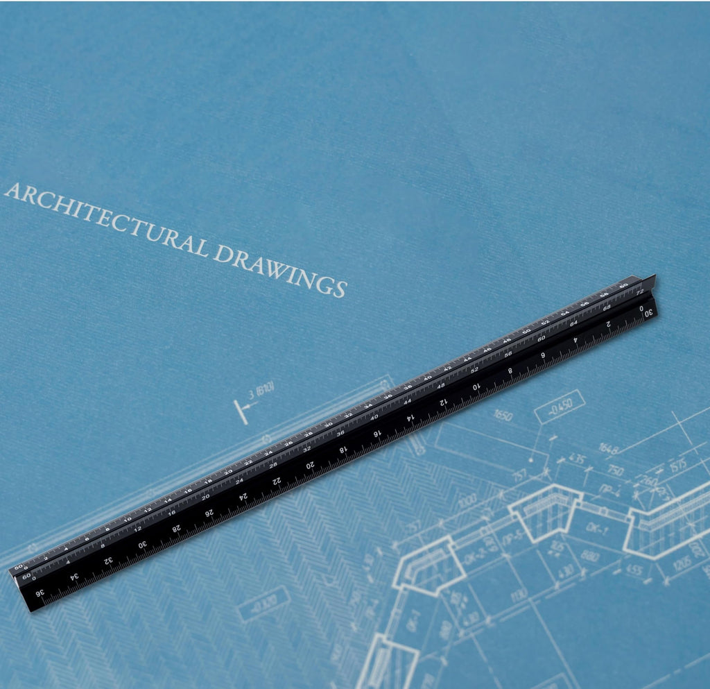 12 Inch Engineer Scale Ruler, Engineering Scale with Anodized Solid Aluminum Core, Laser Etched Scales, Imperial Scale - 1:10, 1:20, 1:30, 1:40, 1:50, 1:60, 12" Drafting Measuring Ruler