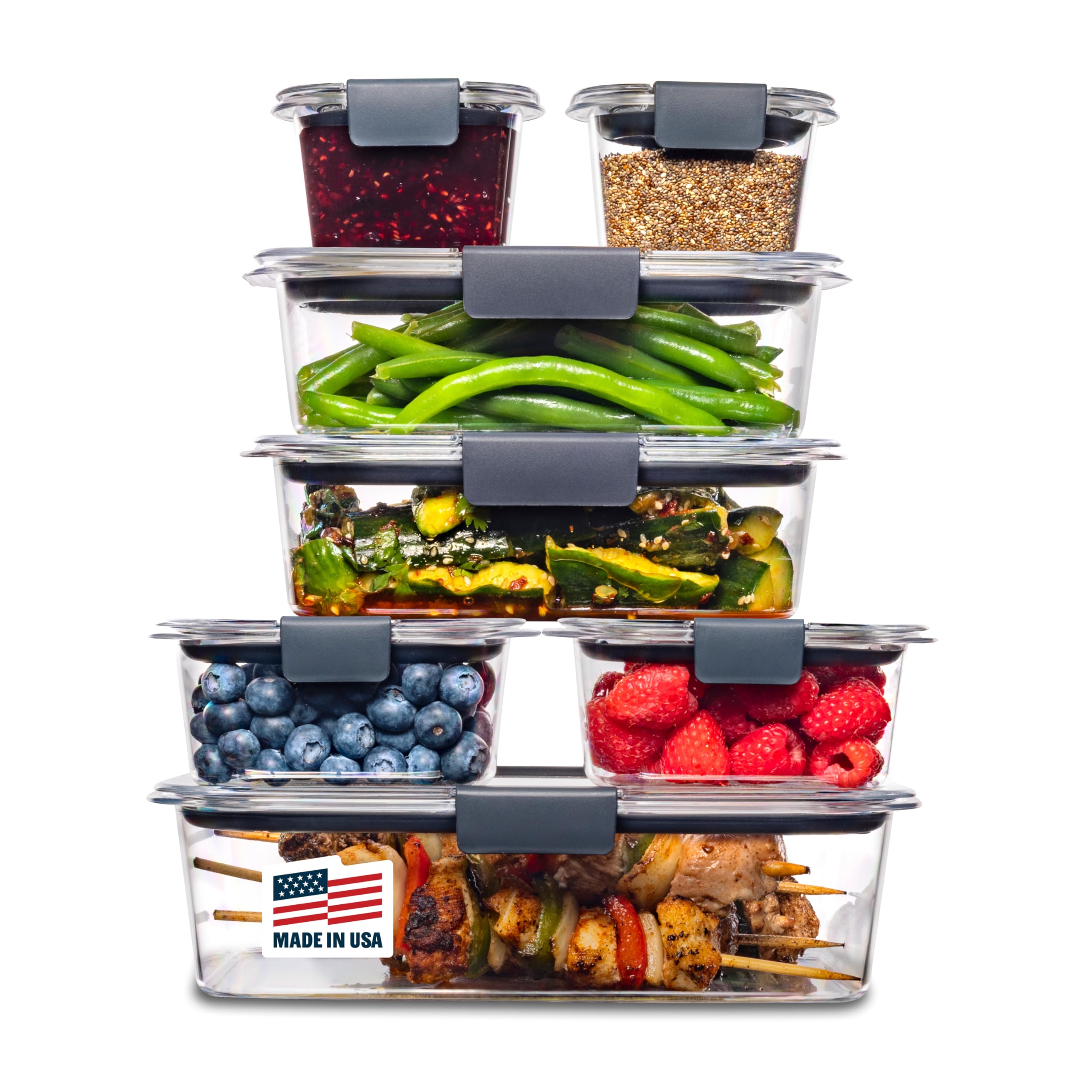 Buy now Rubbermaid Brilliance Food Storage Containers, Set of 5 (10 Pieces), BPA-Free, Leak-Proof, Clear Assorted (14-Piece) at indiglob india