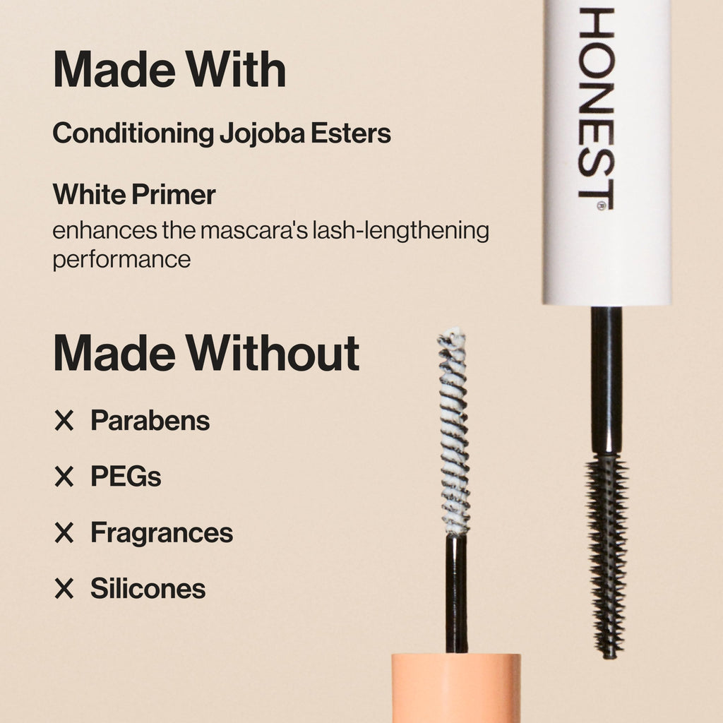 Honest Beauty 2-in-1 Extreme Length Clean Mascara, Primer, Black, .27 fl oz
