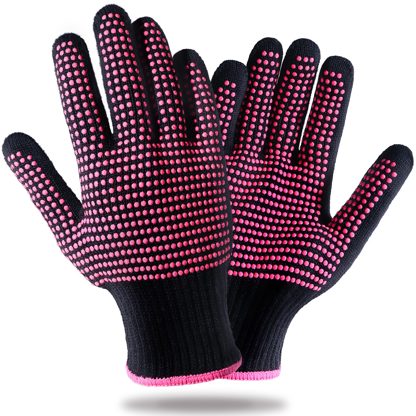 Teenitor Heat Resistant Glove With Silicone Bumps For Hair Iron Tool, Professional Heat Gloves For Heat Press, Heat Protectant Gloves For Hair Styling, Black